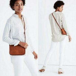 MADEWELL White Shrunken Trapeze Penpoint Dot Shirt